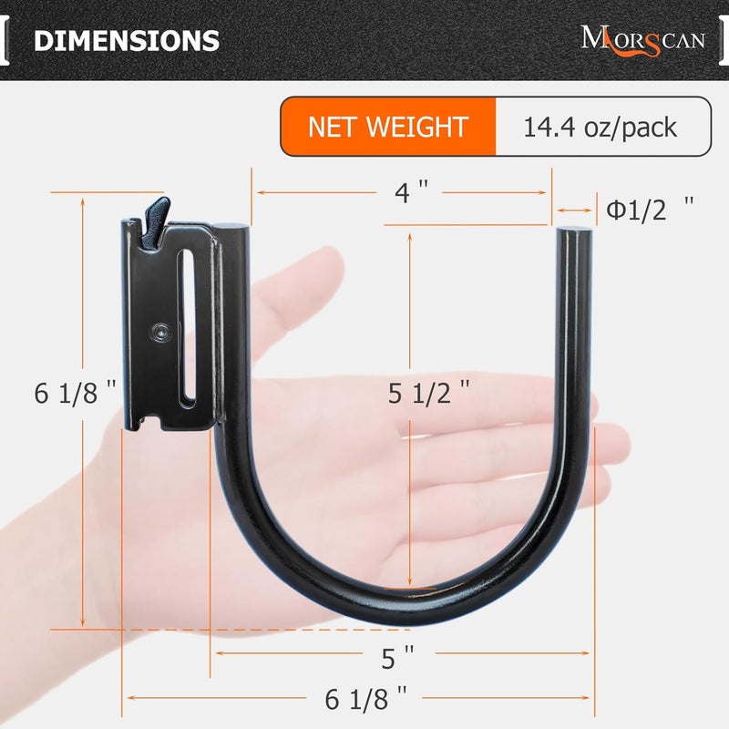 MorScan 4-Pack 4" E Track J Hooks, Heavy Duty Black Steel Hanger 1,400lbs Break Strength E-Track Tie Down Accessories for Box Truck, Enclosed Trailer, Garage, Vans, Warehouse, Workshop - Image 3